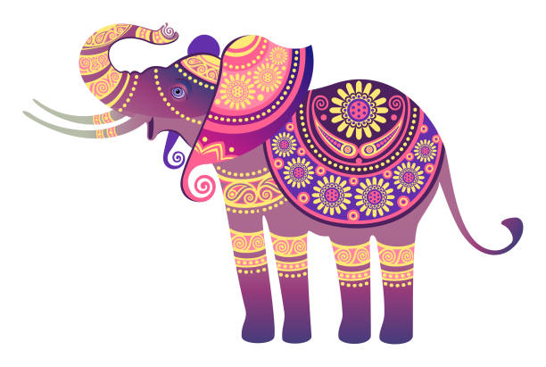 Indian Elephant The image of an elephant is stylized as the culture of India. Vector graphics indian elephant stock illustrations