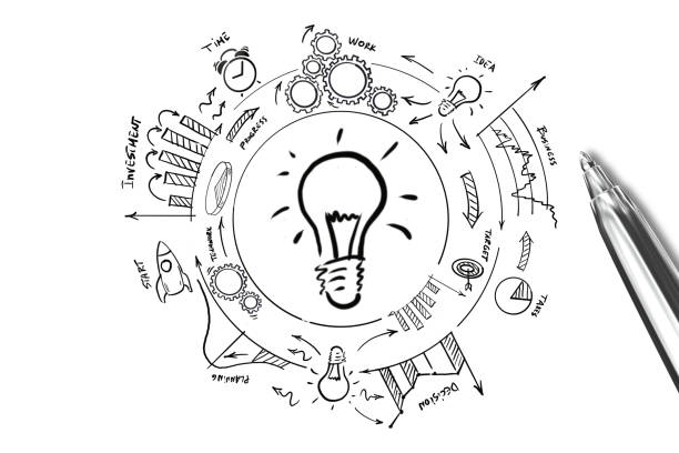 nueva bombilla de idea creativa - creativity business planning thinking fotografías e imágenes de stock