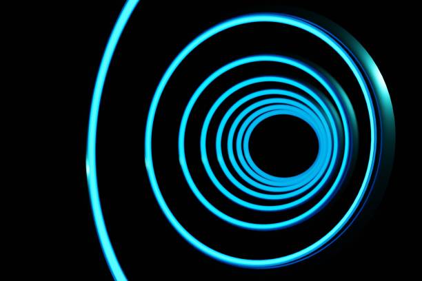 istock Glowing neon abstract futuristic light circle hi-tech space 3D Rendering 1210340368