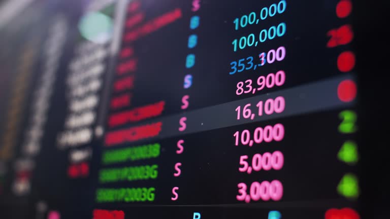 Stock Market Data  table of price change bid offer trade information screen monitor