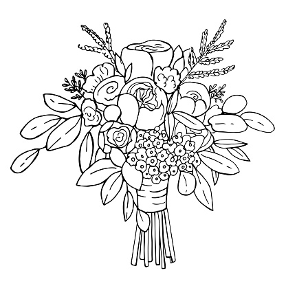 Bridal bouquet. Vector sketch  illustration.
