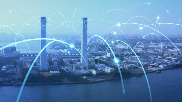 istock Industrial technology concept. Communication network. INDUSTRY 4.0. Factory automation. 1210343424