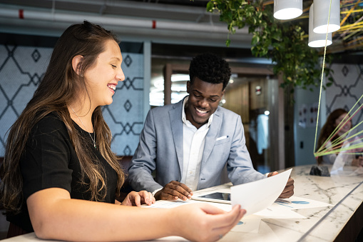 Business partners on a meeting at coworking