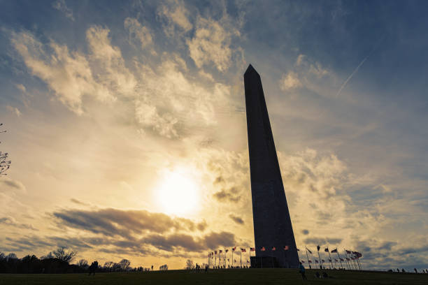 istock silhouette of Washington Monument at sunset with dramatic sky 1210344788
