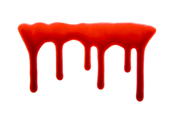istock Dripping blood isolated on white with clipping path 1210345625