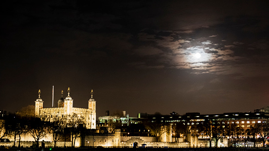 The Tower of London at night.