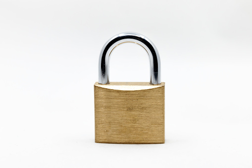 Close up picture of a locked padlock