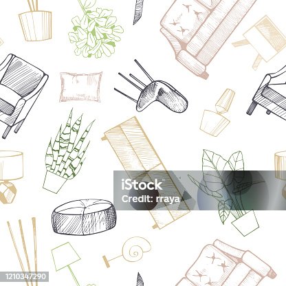istock Furniture for the home.Vector seamless pattern 1210347290