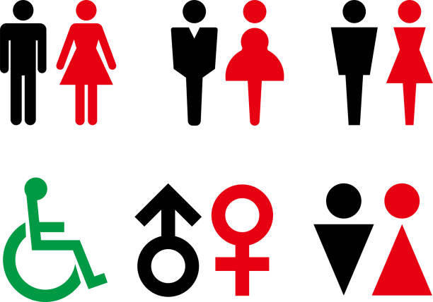 Icon collection of toilet men and women Icon collection of toilet men and women toilet sign stock illustrations