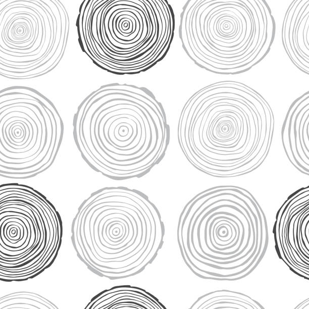 ilustraciones, imágenes clip art, dibujos animados e iconos de stock de patrón vectorial con anillos de árbol - wooden pattern