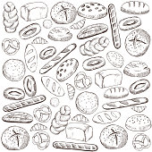 istock Vector background with  bread. 1210350117