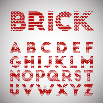 Red brick typeface, vector