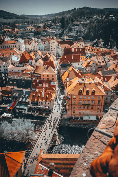 istock High angle view of old town in Cesky Krumlov 1210350849