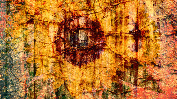 istock Abstract sunflowers on an interesting and organic structure. For abstract background. 1210352111