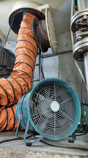 Tube Fan With Confined Space Portable Ventilation Fans And Exhaust Fans  Stock Photo - Download Image Now - iStock