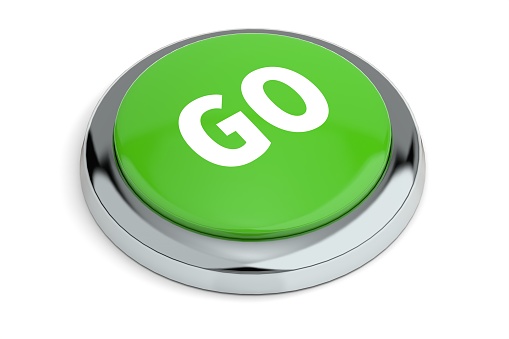 Green Go Button Isolated on White Background 3D Render