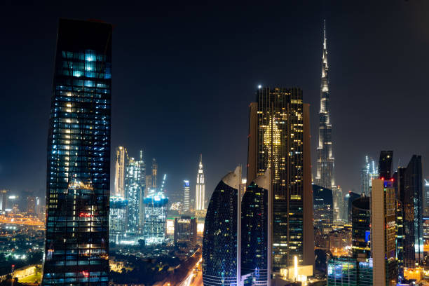istock Dubai skyline in the night time, United Arab Emirates 1210358983