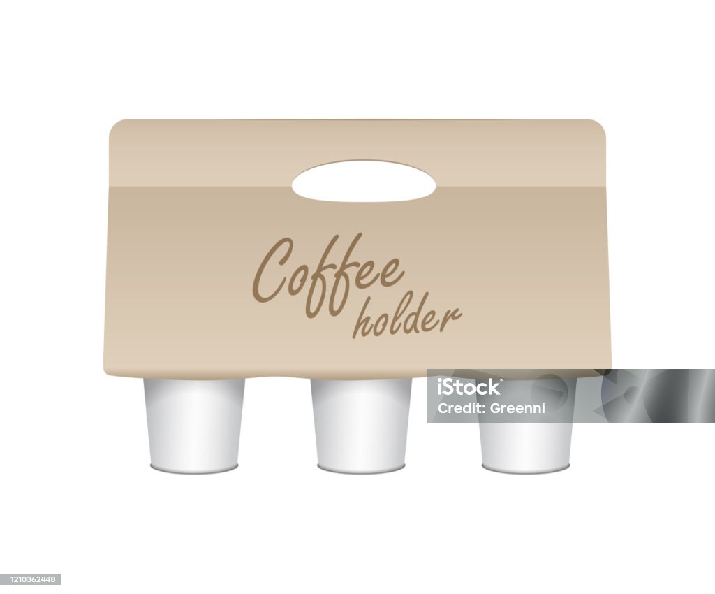 Coffee Cup Carton Holder Mock Up Vector Paper Pack Holder Mockup Cardboard Coffee  Cup Holder Takeaway Stock Illustration - Download Image Now - iStock