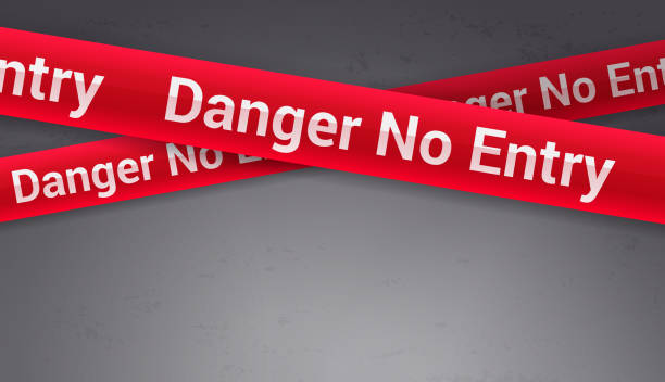 ilustrações de stock, clip art, desenhos animados e ícones de danger no entry background - red tape”