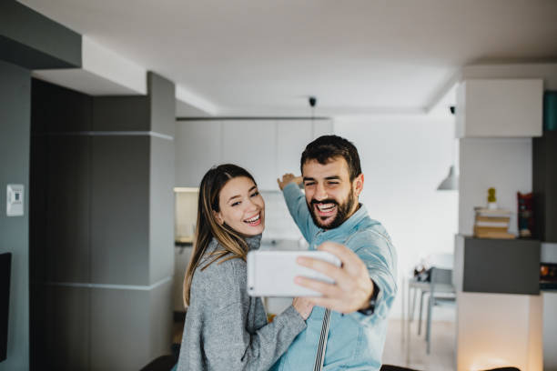 Couple in their new home
