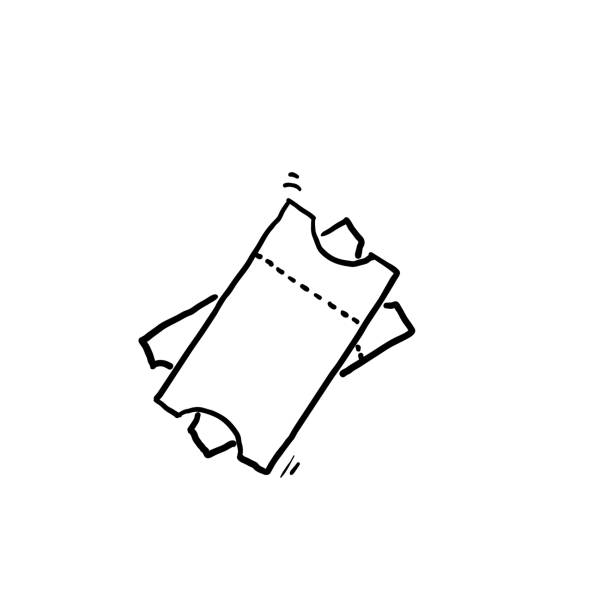hand drawn Ticket icon vector. Line raffle ticket symbol.doodle style vector hand drawn Ticket icon vector. Line raffle ticket symbol.doodle style vector traffic ticket stock illustrations