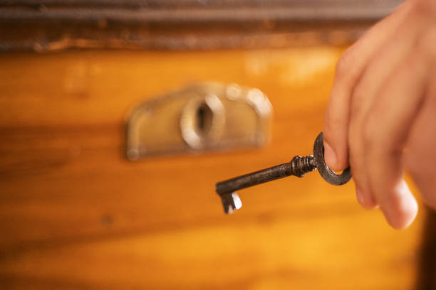 Opening a box designed with a beautiful ornamented locker.