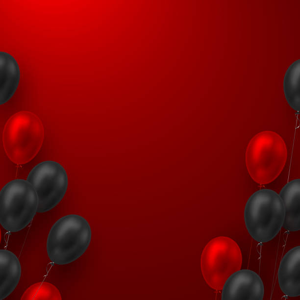 istock Glossy balloons in black and red colors. 1210372365