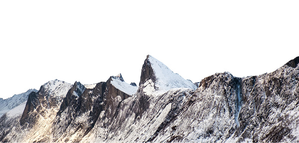 Segla peak with snowy mountain range on winter at Senja island