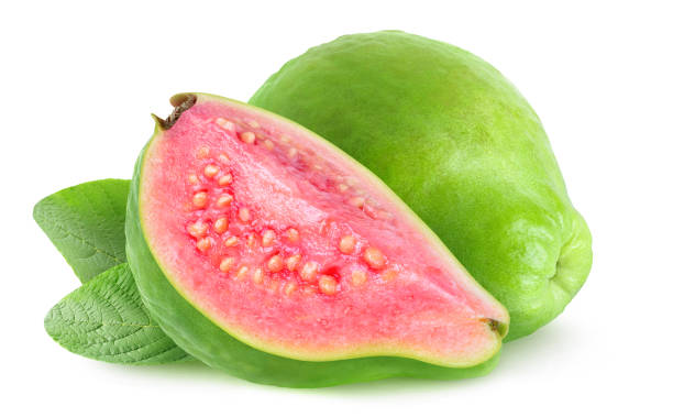 istock Cut green guava over white background 1210372725
