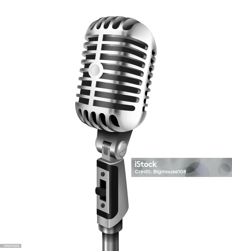 Chi Tiết Thực Tế 3d Silver Microphone Retro Vectơ Hình minh họa ...