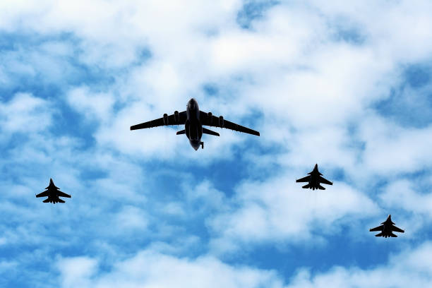 istock Military  aircraft in flight 1210378156