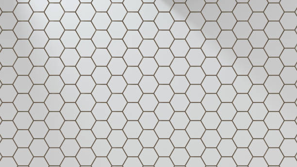 istock Set of white metal hexagons. Creative honeycomb geometric structure. Tech pattern of cell elements. Graphic digital concept. Abstract background. 3d rendering 1210381019