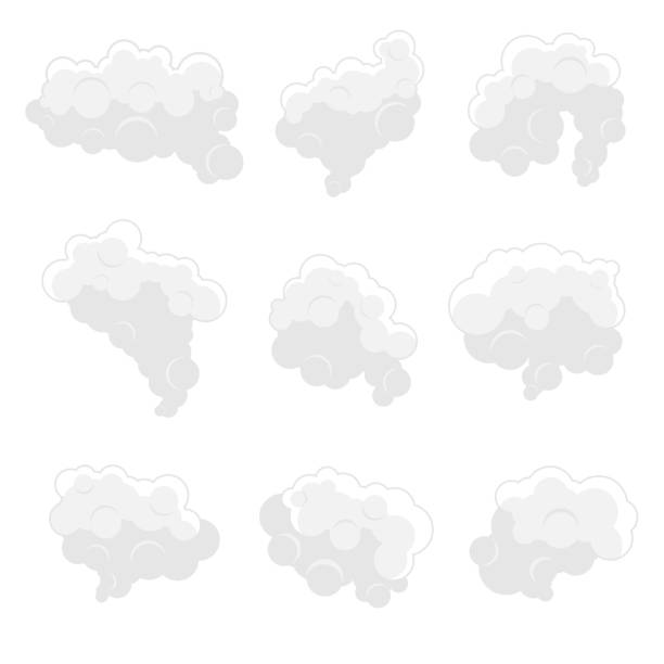 漫画の煙霧ベクトルイラストのセット - smoke condensation fumes isolated点のイラスト素材／クリップアート素材／マンガ素材／アイコン素材