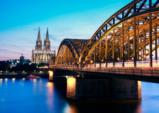 istock Koln Germany city skyline, Cologne skyline during sunset ,Cologne bridge with cathedral Germany Europe 1210386219