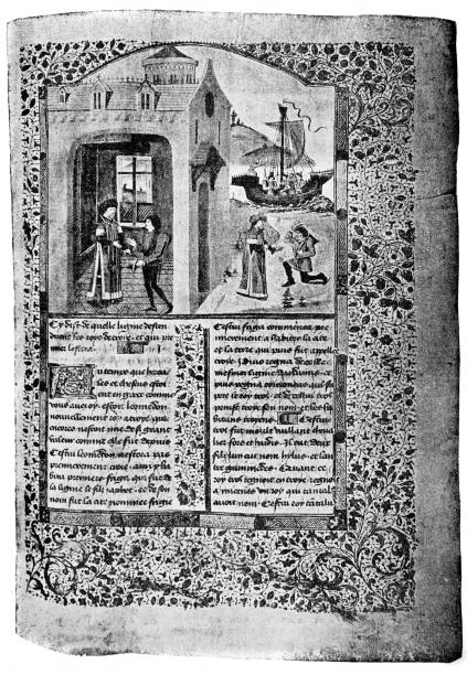 istock Page from a French manuscript distinguished by its beautiful miniatures, probably from the second half of the 15th century 1210386295