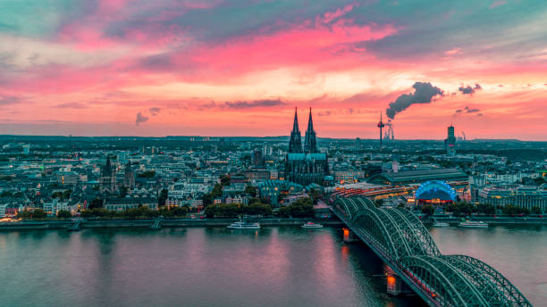istock Koln Germany city skyline, Cologne skyline during sunset ,Cologne bridge with cathedral Germany Europe 1210386595