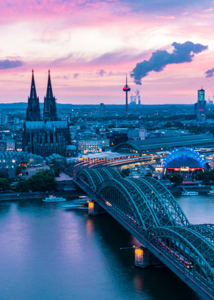 istock Koln Germany city skyline, Cologne skyline during sunset ,Cologne bridge with cathedral Germany Europe 1210387321