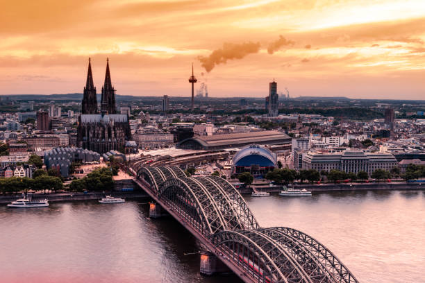 istock Koln Germany city skyline, Cologne skyline during sunset ,Cologne bridge with cathedral Germany Europe 1210387563