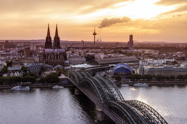 istock Koln Germany city skyline, Cologne skyline during sunset ,Cologne bridge with cathedral Germany Europe 1210388626