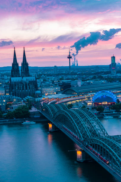 istock Koln Germany city skyline, Cologne skyline during sunset ,Cologne bridge with cathedral Germany Europe 1210388686