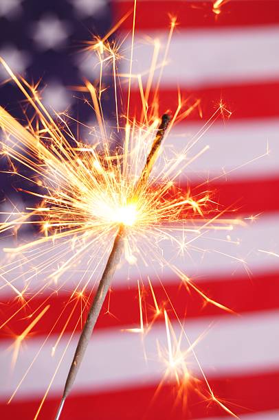 istock sparkler and usa flag 121039126