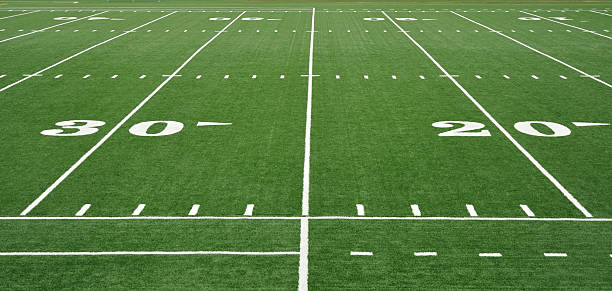 American football field yard and grid lines stock photo