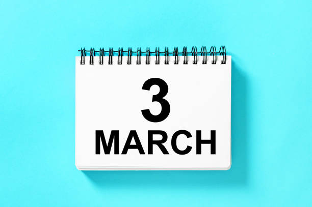 istock Calendar book date blue background March 3rd 1210394083