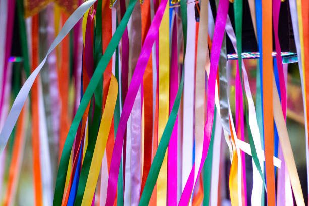 A close-up image of colorful ribbons