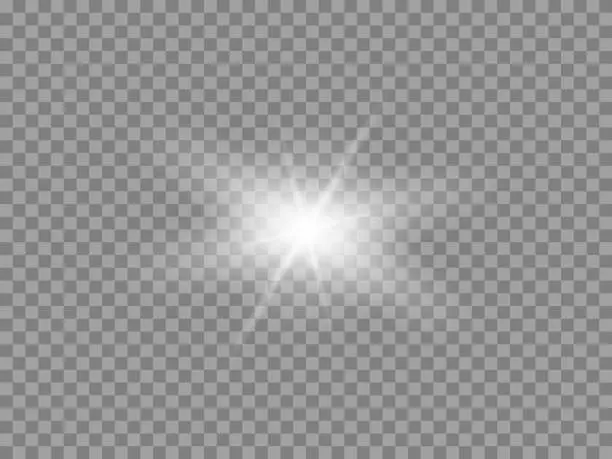 Vector illustration of Vector glowing light effect. Shine, glare, flare, flash illustration. White png star on transparent