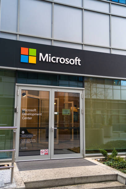Exterior view of the Microsoft building Belgrade, Serbia - February 25, 2020. Exterior view of the Microsoft building microsoft stock pictures, royalty-free photos & images