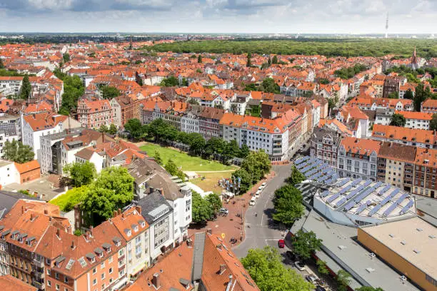 Hanover panorama with a view of the Oststadt, List and the city forest Eilenriede.