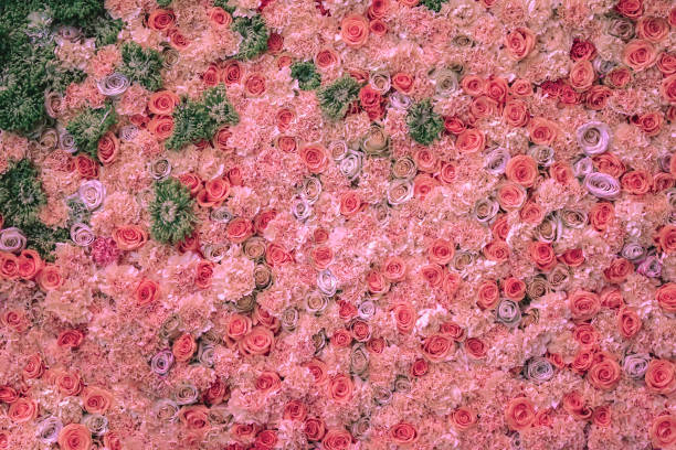 istock Flower pink roses texture. Natural decor. Wedding decoration, handmade romantic wall 1210403443