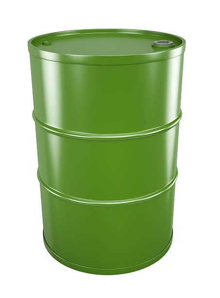 istock Green oil drum isolated on a white background 121040483
