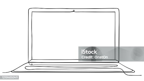 istock Laptop Computer Continuous Line Art Vector Illustration. 1210405049